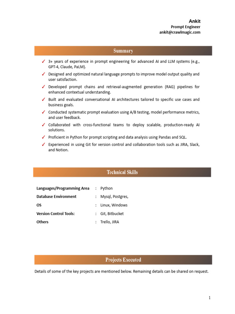 Ankit Prompt Engineer Resume | PDF | Speech Synthesis | Artificial ...