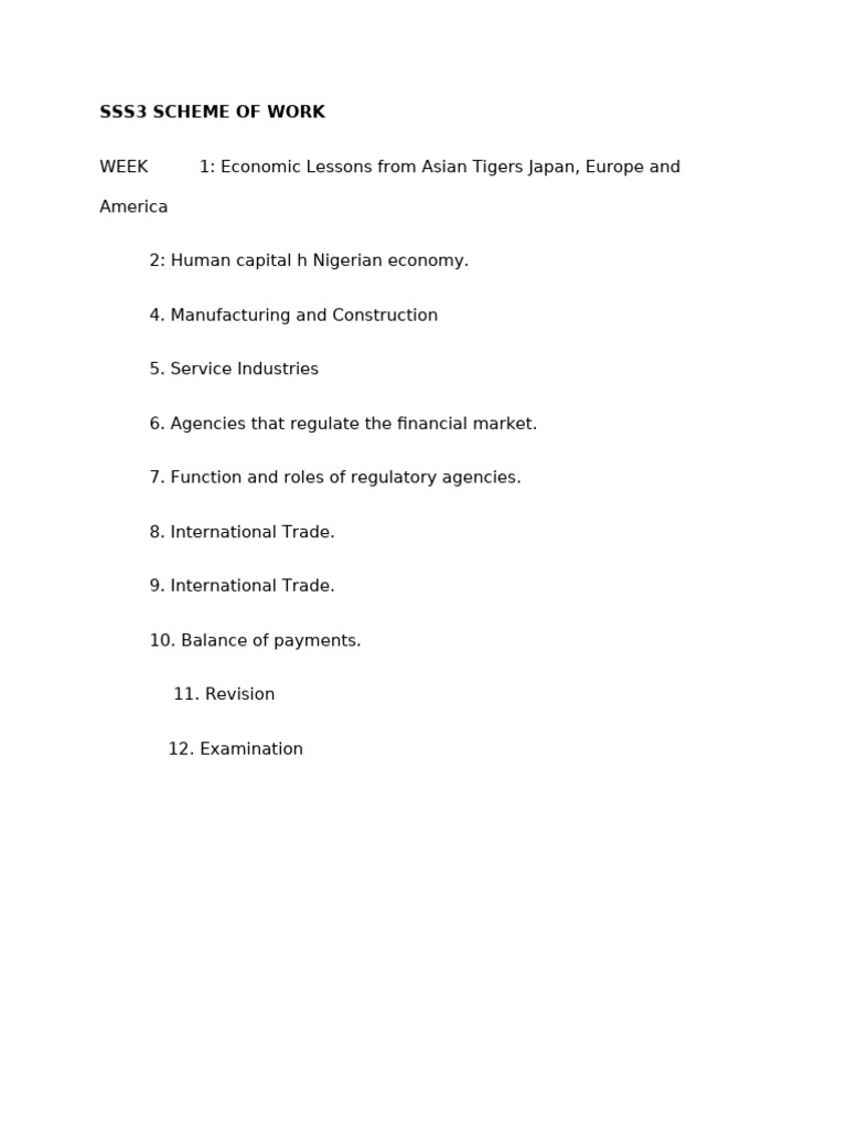 SS3 First Term Economics | PDF | Four Asian Tigers | World Economy