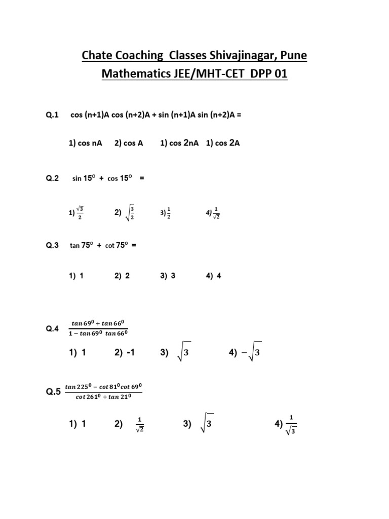 Maths DPP 1 | PDF