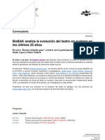 Los Cursos de Verano de La UPV/EHU en Bizkaia Analizarán Desde Mañana La Evolución Del Teatro en Euskara en Los Últimos 25 Años