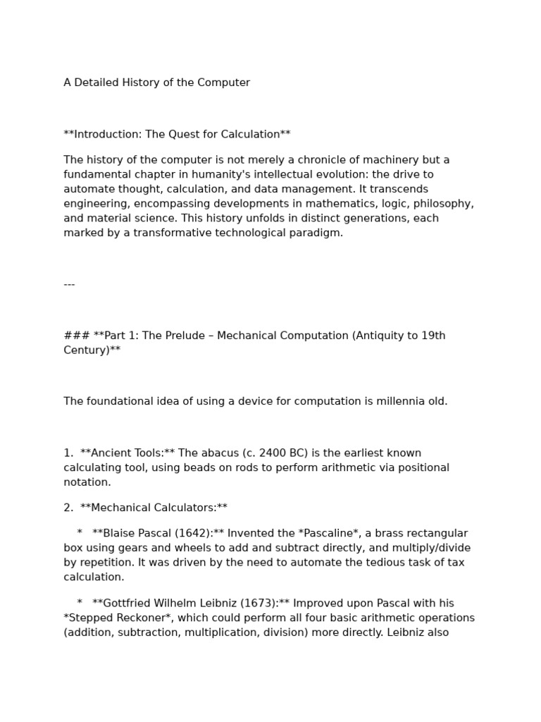 A Detailed History of The Computer | PDF | Integrated Circuit ...