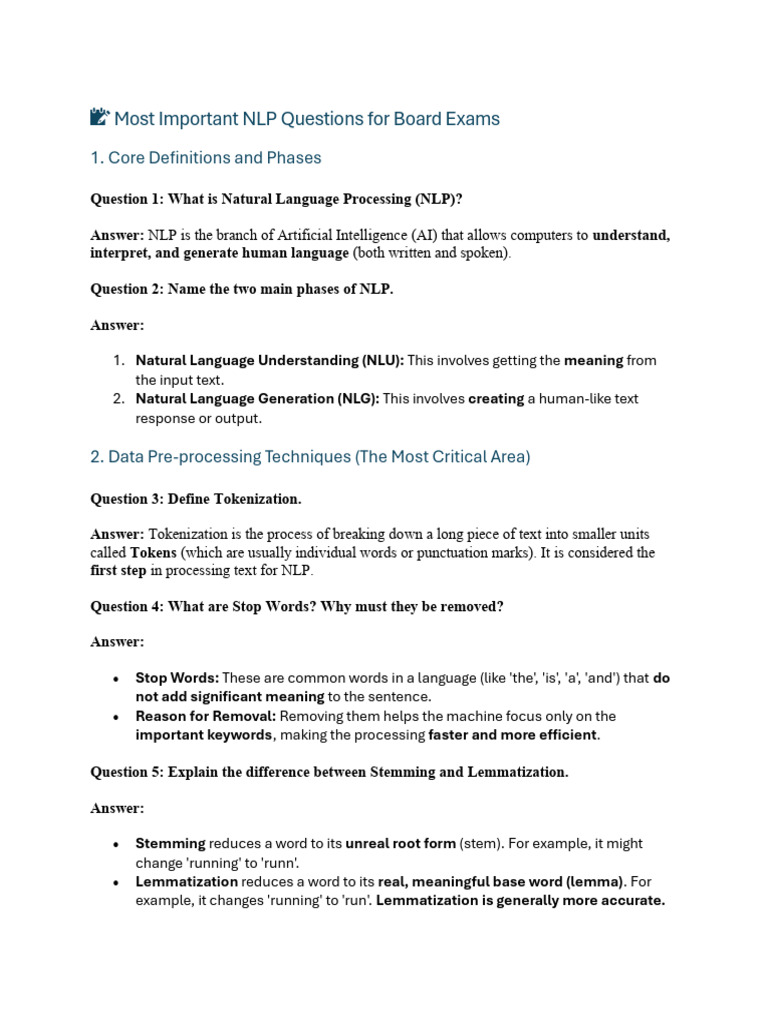Imp Questions Nlp | PDF