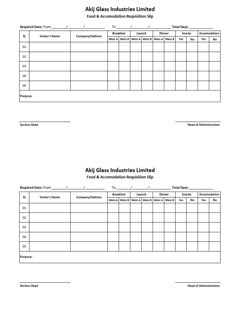 Food Requition Slip | PDF