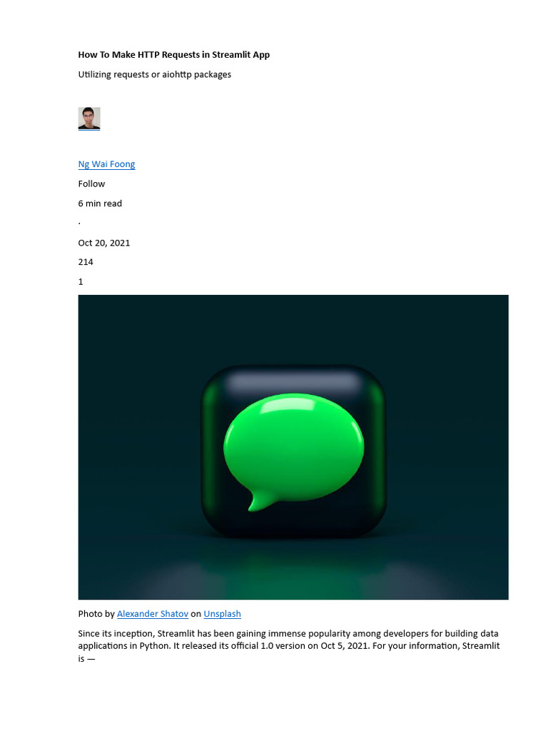 How To Make HTTP Requests in Streamlit App | PDF | Python (Programming ...