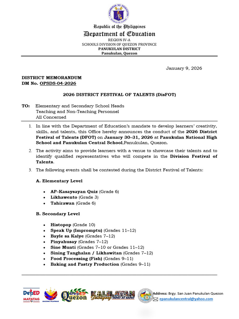 District Festival of Talent | PDF | Business | Governance