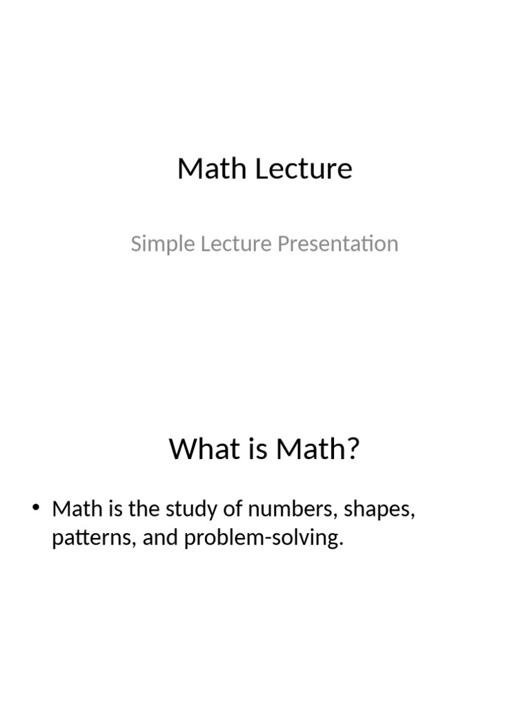 Math Lecture 1 | PDF