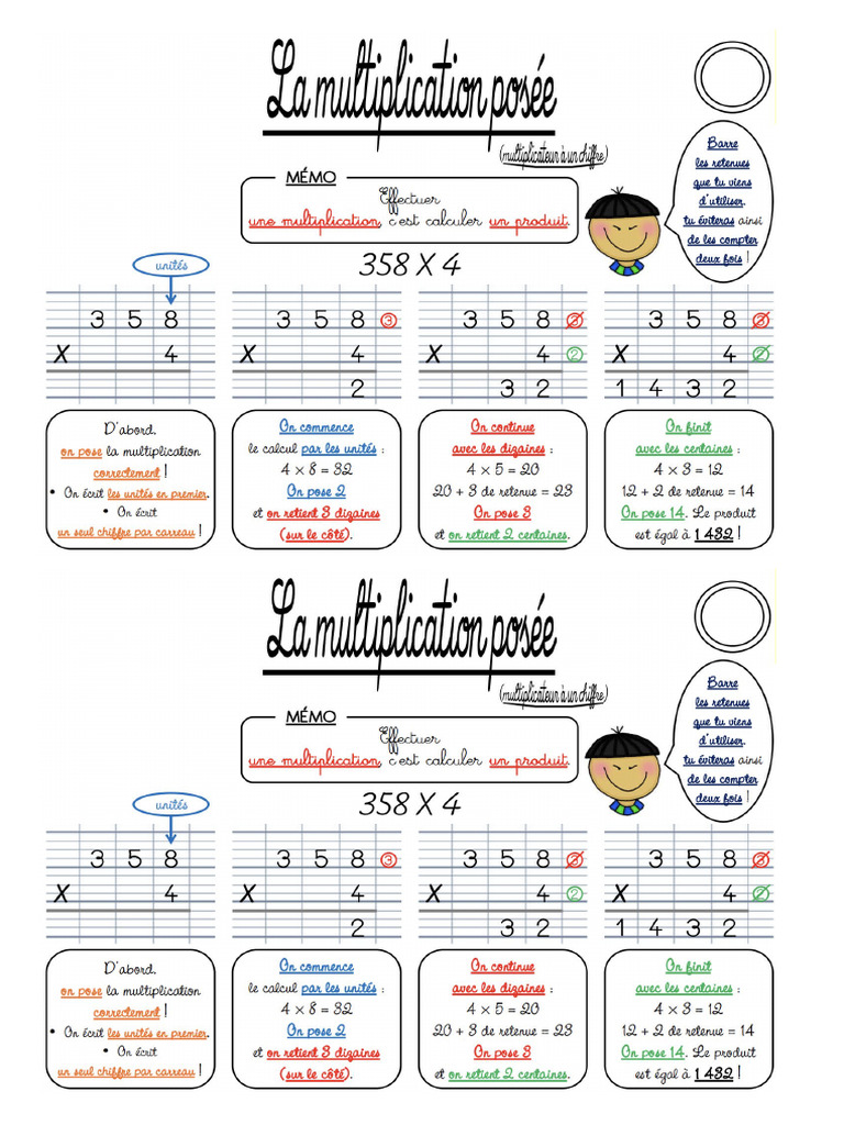 Trace Écrite Multiplication Posée CE2 | PDF