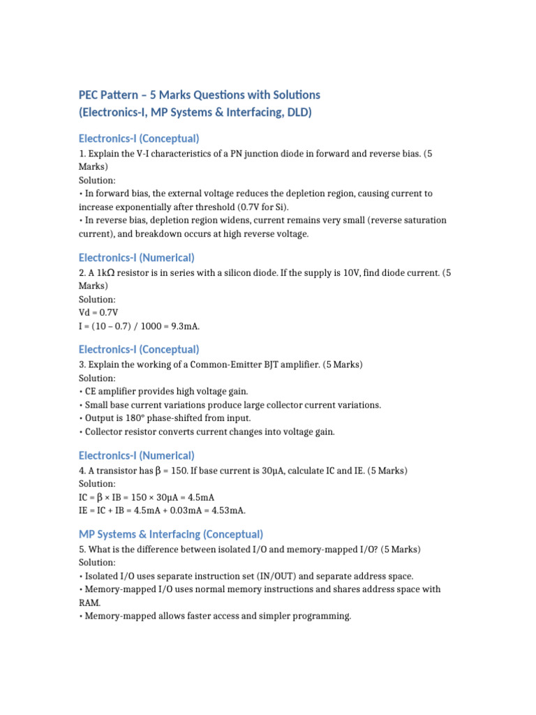 PEC 5marks Questions With Solutions | PDF | Computer Engineering ...
