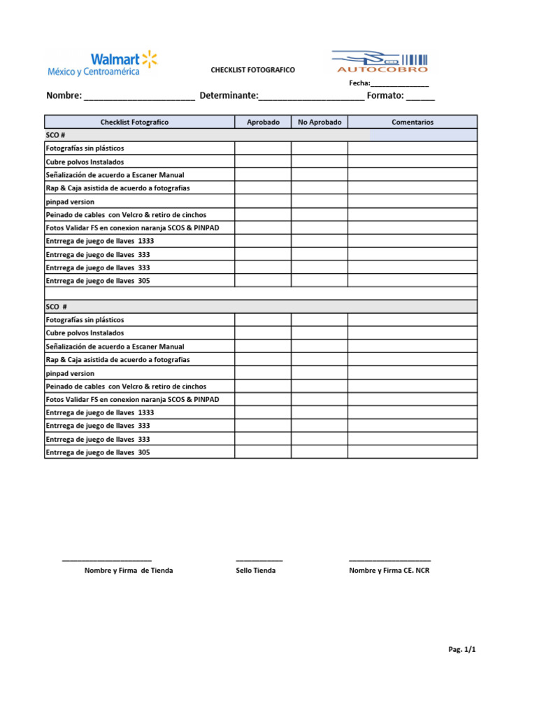 CheckList Fotografico Walmart | PDF