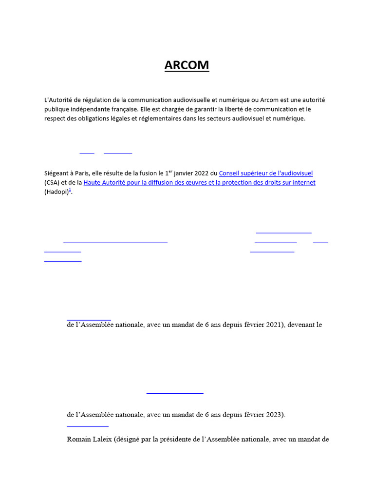 Arcom | PDF | France