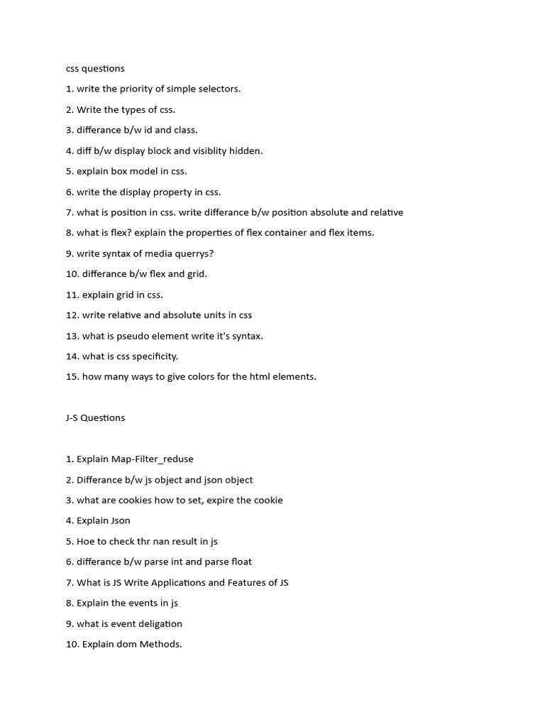 Css and Js Questions | PDF
