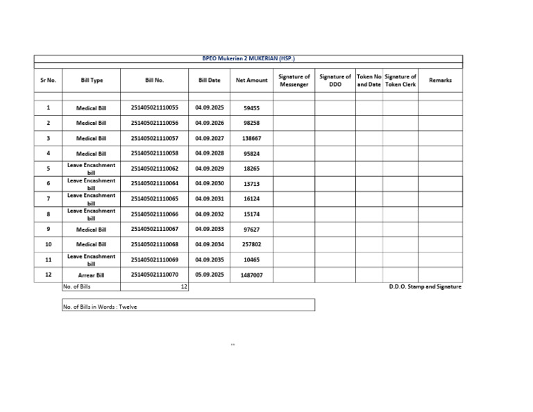 Bill Register | PDF