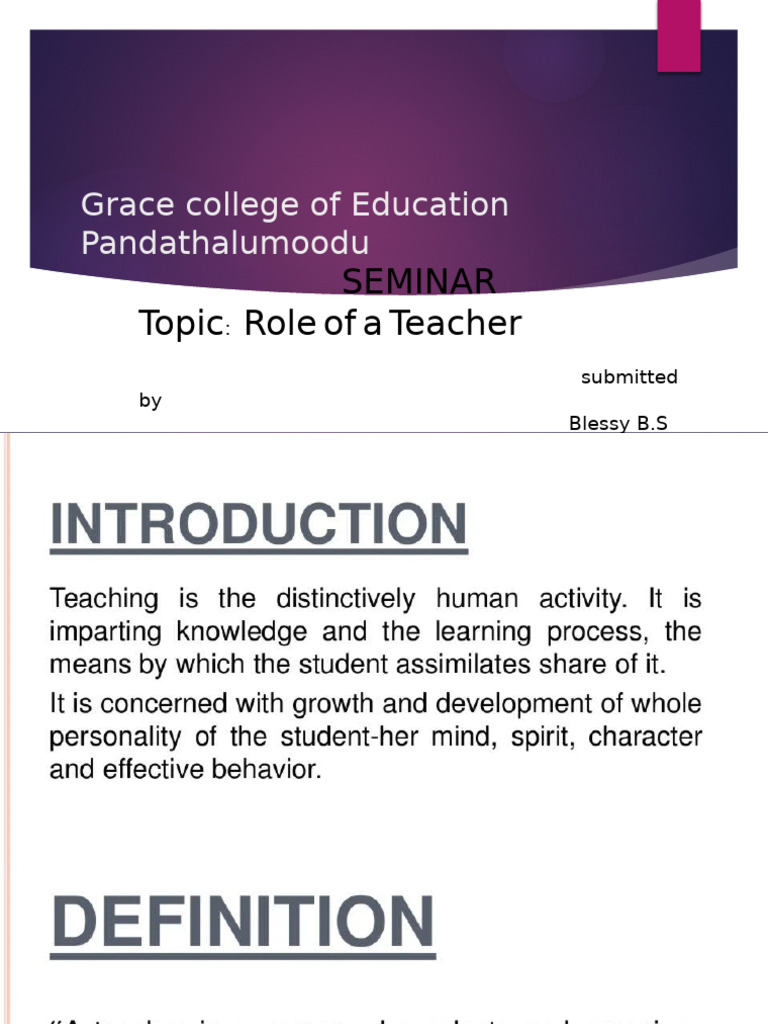 Role of Teacher | PDF