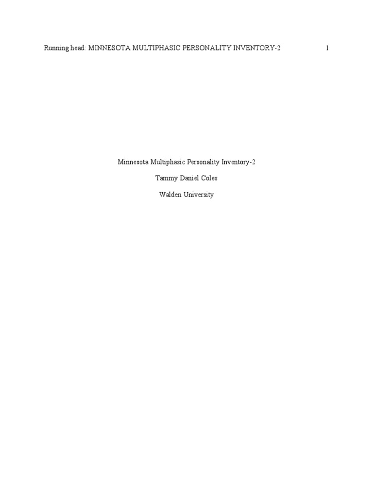 Minnesota Multiphasic Personality Inventory2 An Evaluation of The Strengths and Weaknesses of