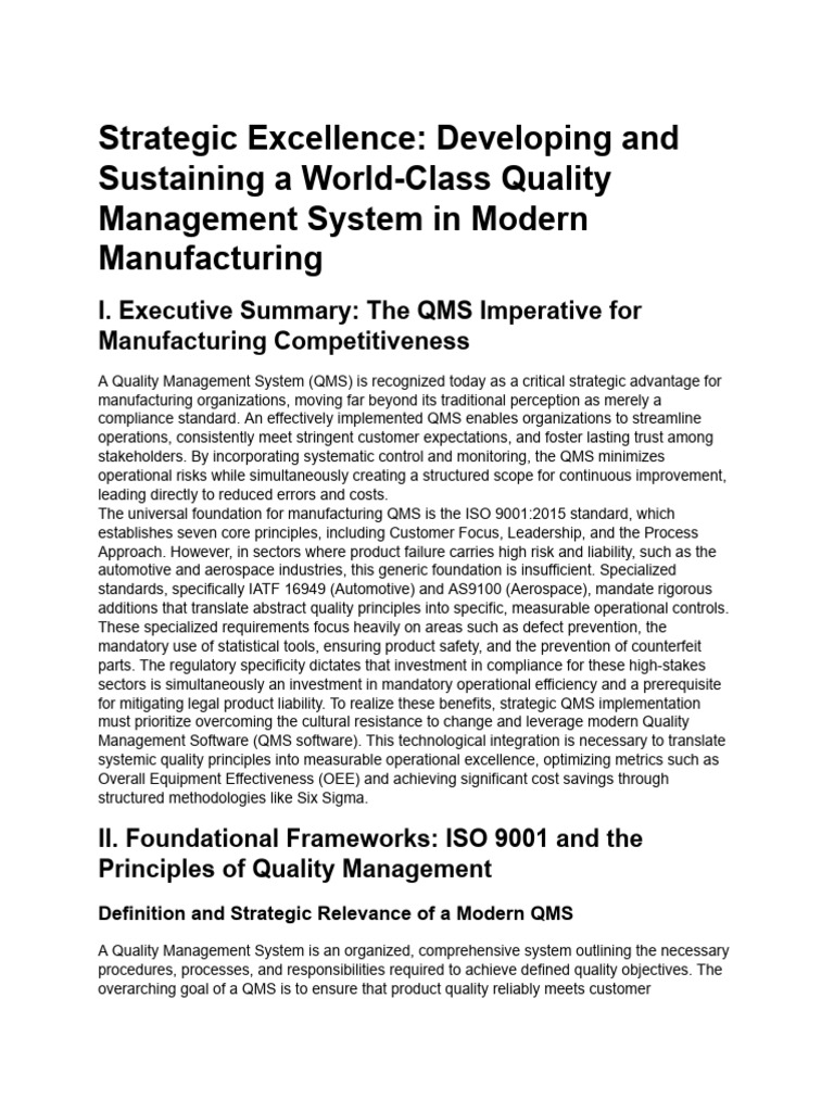 Quality Management System in Modern Manufacturing | PDF | Quality ...