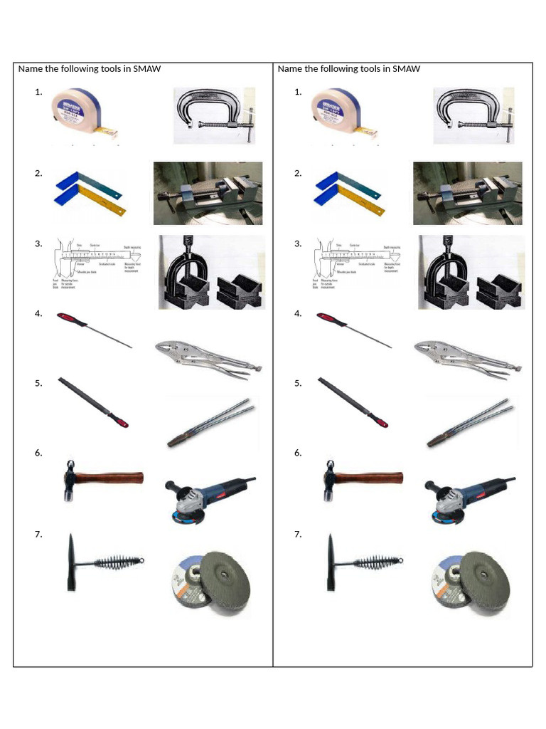Tools and Equipment Smaw 11 | PDF
