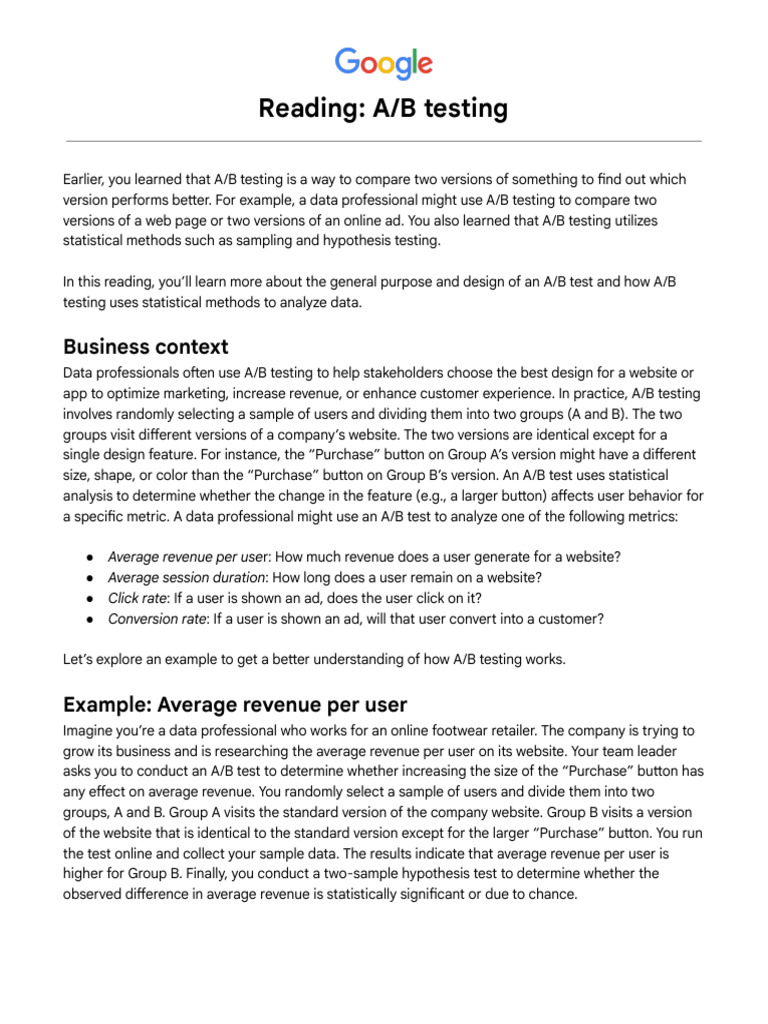 Module 5 Ab Testing - en | PDF | Experiment | Statistical Significance
