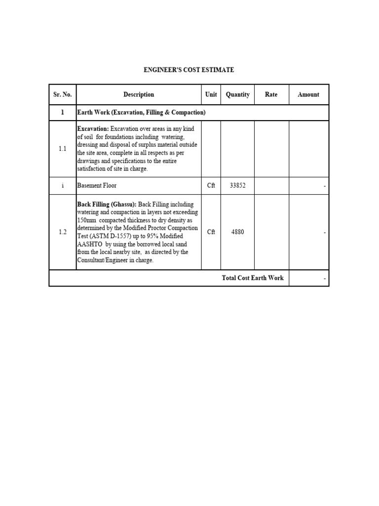 Engineer's Cost Estimate | PDF | Concrete | Masonry