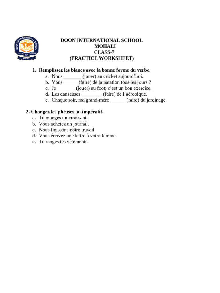 Class 7 Worksheet 10 Dec 2025 | PDF