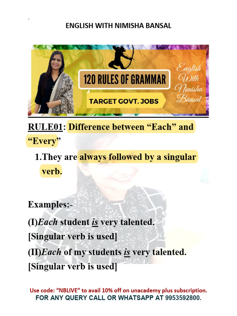 120 Rules English Grammar | PDF | Grammatical Number | Plural