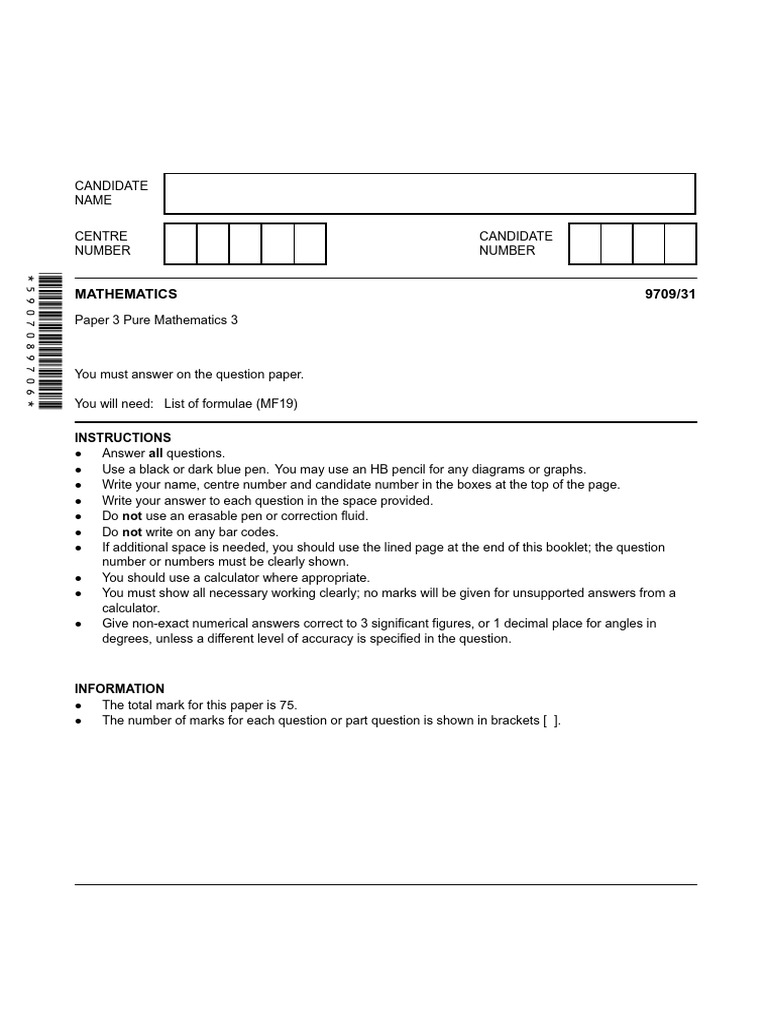 P3 Test | PDF | Equations | Mathematical Concepts