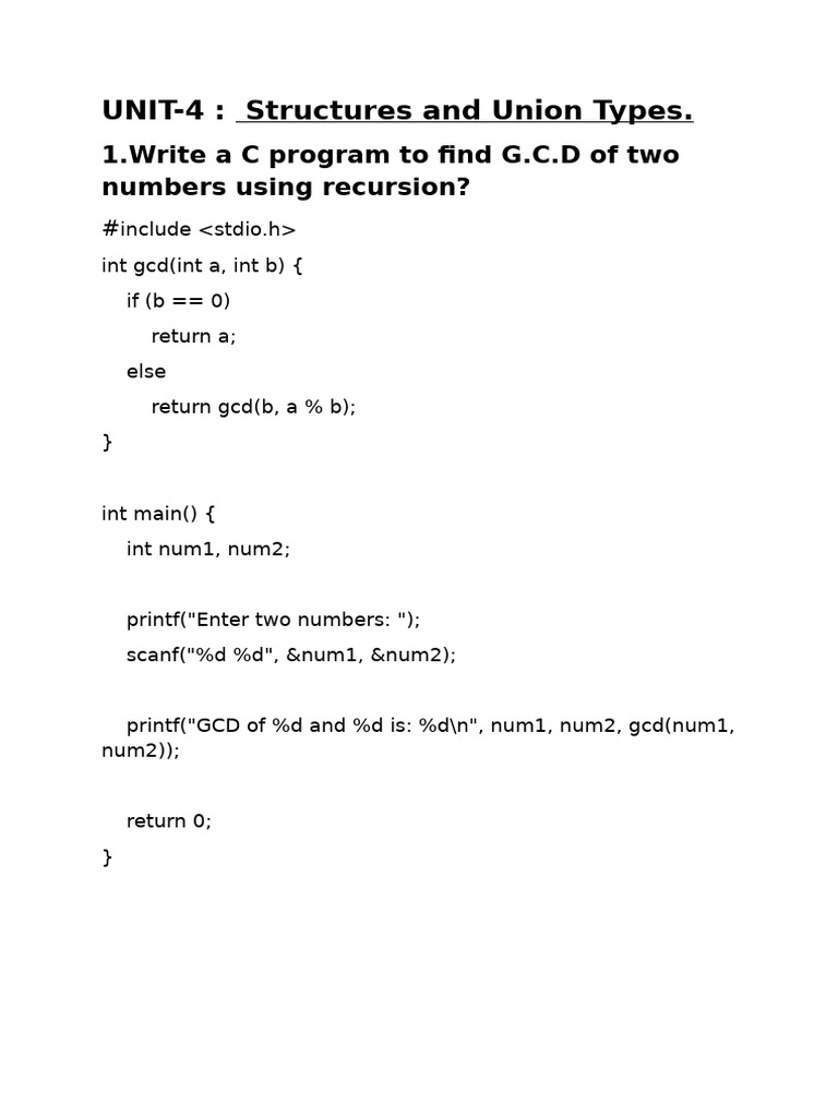 UNIT-4 Pps Question Bank | PDF | Pointer (Computer Programming ...