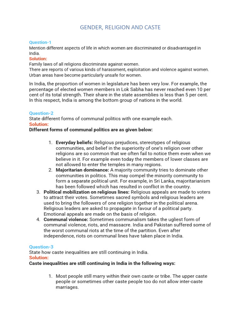 Gender Religion and Caste | PDF | Caste | Dalit
