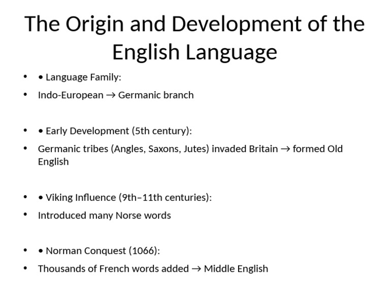 Origin and Development of English | PDF