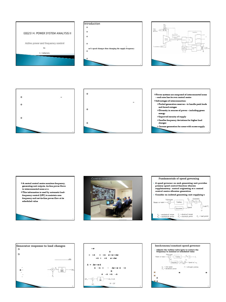 Lecture 4 - Active Power and Frequency Control | PDF | Electric ...