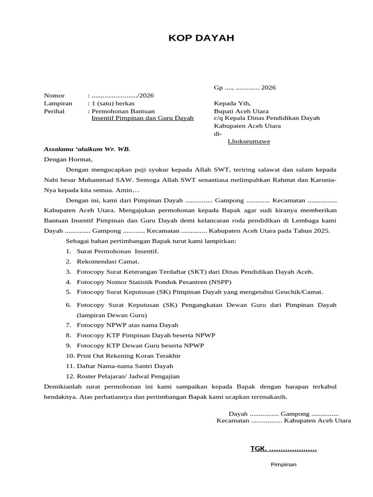 Contoh PROPOSAL Insentif 2026 | PDF