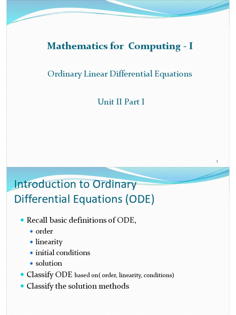 UNIT 2 Part I Before Mid | PDF | Ordinary Differential Equation | Equations