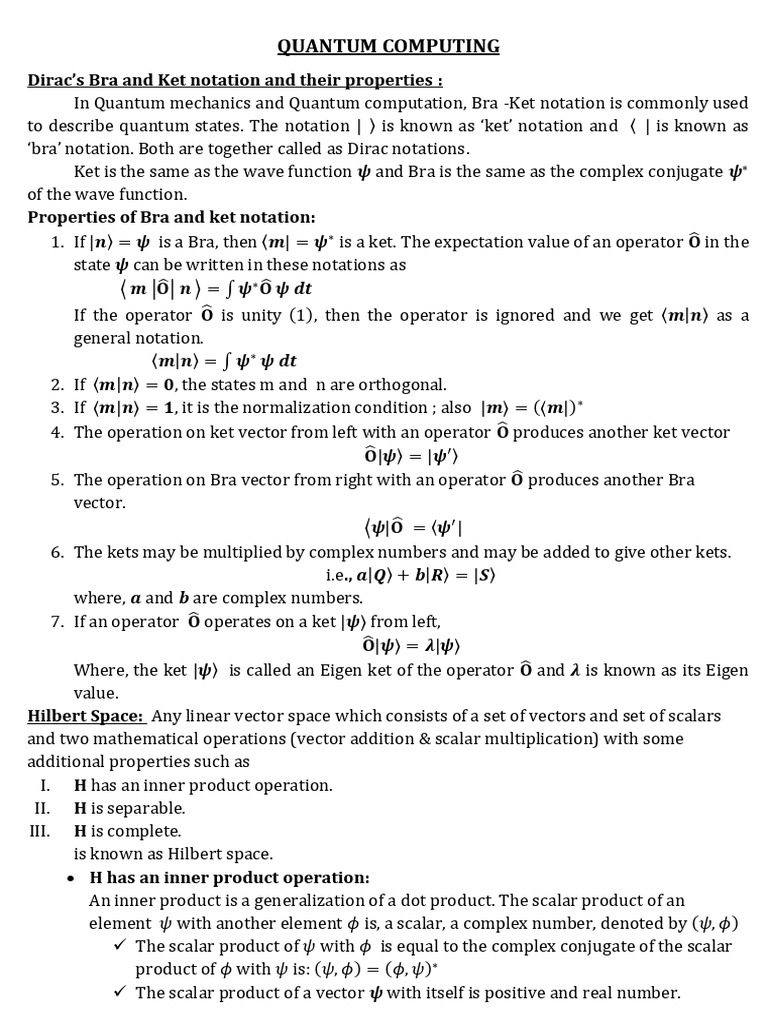 Quantum Computing Notts (Unit-3) | PDF | Vector Space | Functions And ...