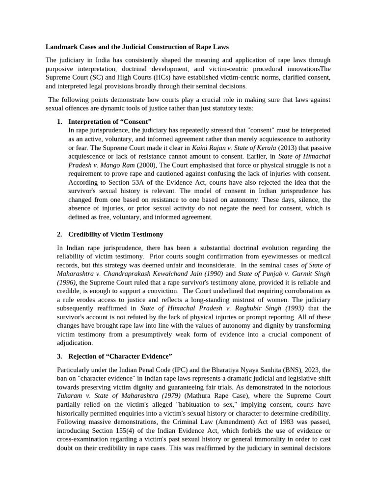 Landmark Cases and The Judicial Construction of Rape Laws | PDF | Rape ...