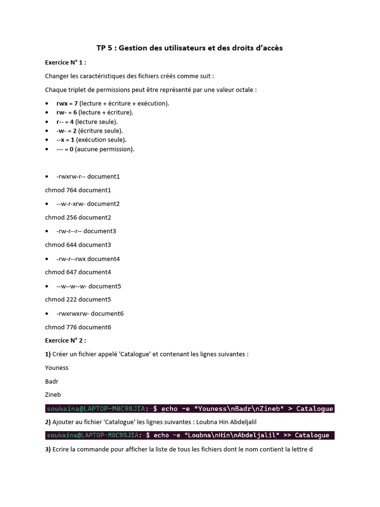 TP 5 (Correction) Prof Du TD | PDF | Fichier informatique ...