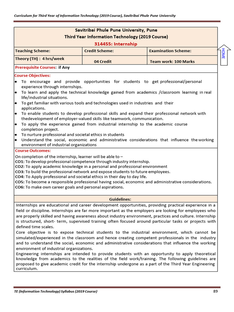TE IT Internship Syllabus | PDF | Internship | Job Hunting