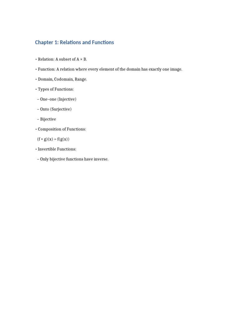 Chapter 1 Relations and Functions | PDF
