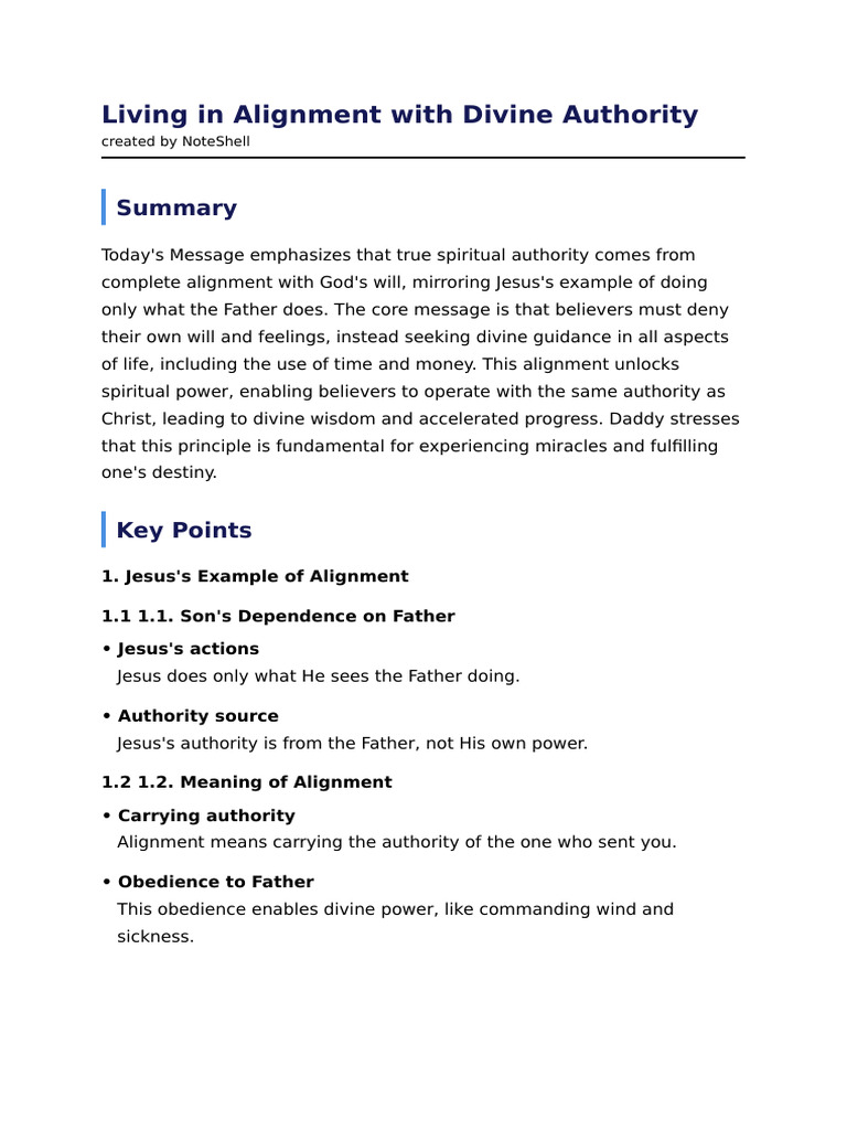 Living in Alignment With Divine Authority - Summary - Exported - 108479 ...