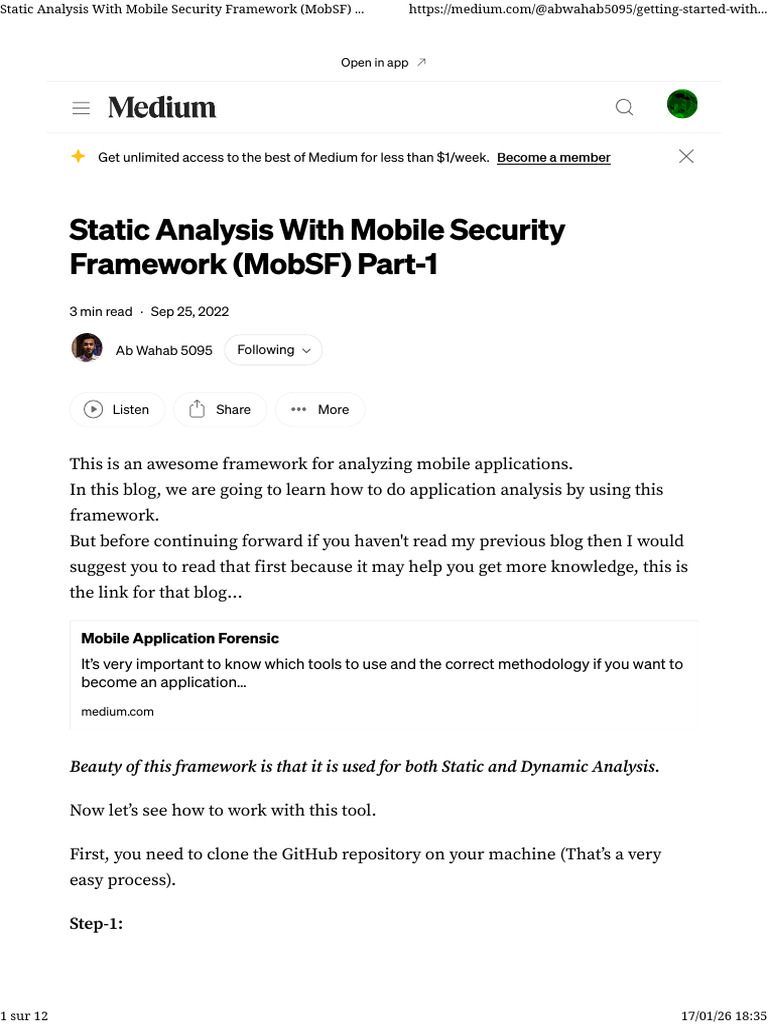 Static Analysis With Mobile Security Framework (MobSF) Part-1 - by Ab ...
