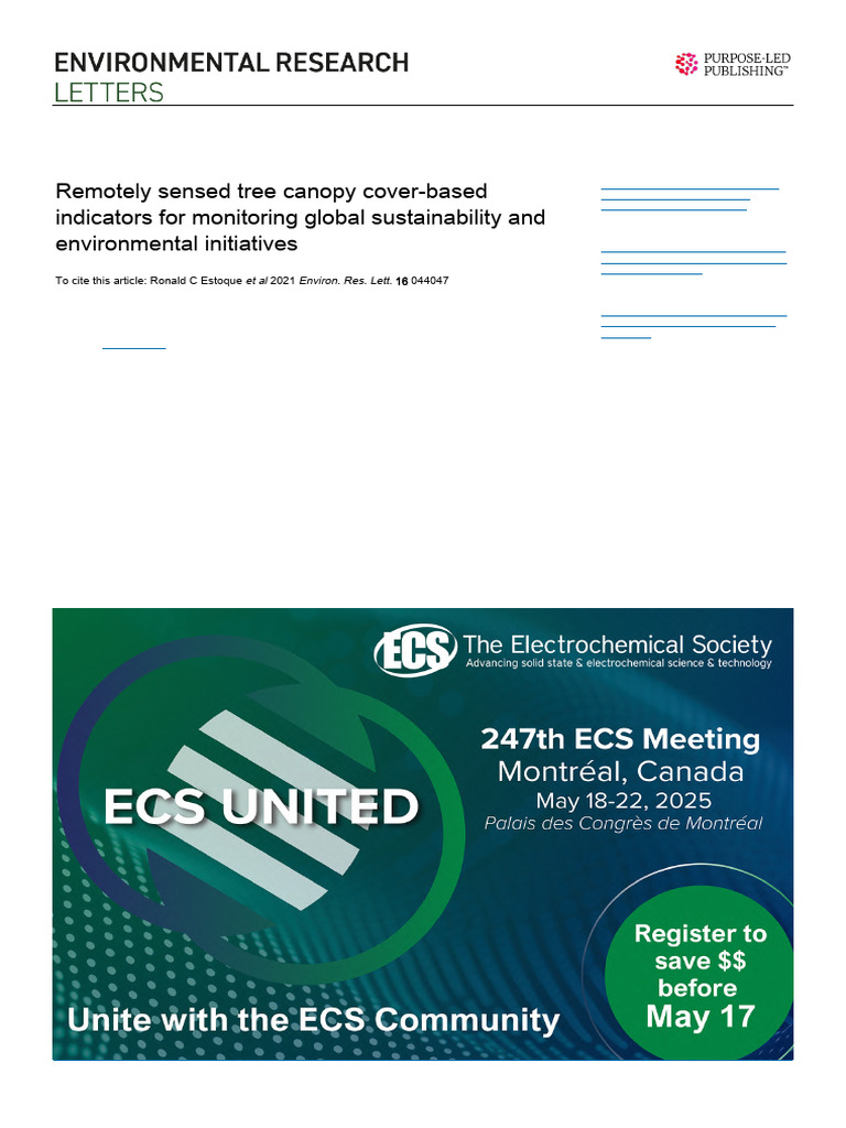 Remotely Sensed Tree Canopy Cover-Based Indicators For Monitoring ...