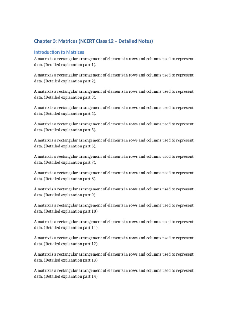Chapter 3 Matrices DETAILED | PDF | Matrix (Mathematics) | Mathematics