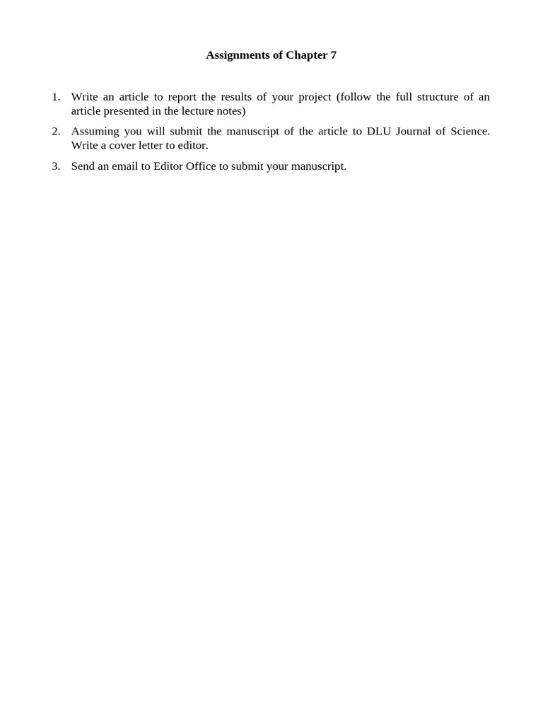 Chapter 7 - Assignments | PDF