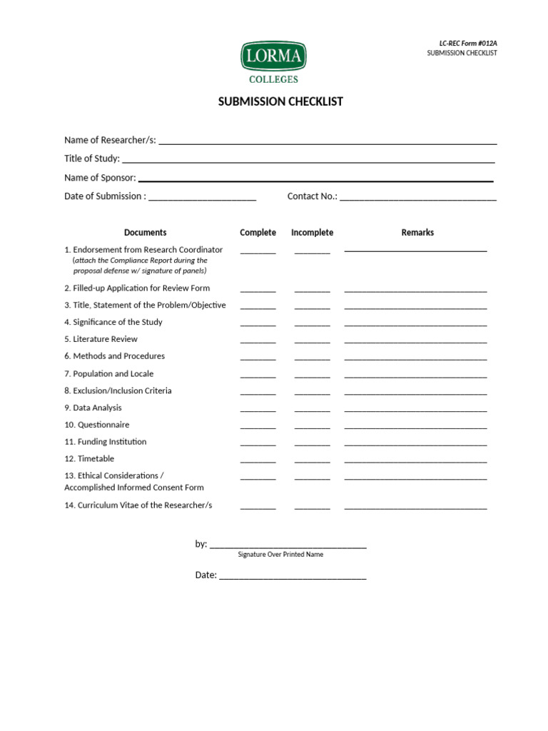 LC REC Form 012A Submission Checklist Students 1 | PDF | Chess Openings ...