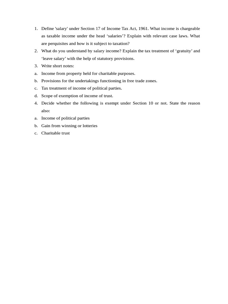 Tax Law Questions | PDF