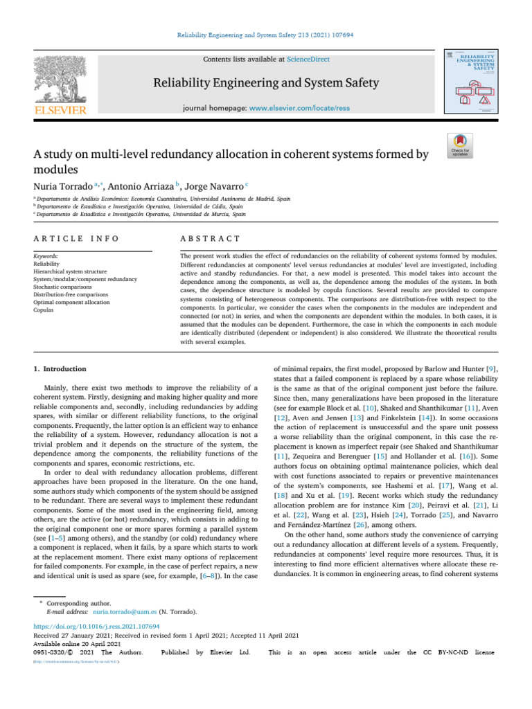 A Study On Multi Level Redundancy Allocation in - 2021 - Reliability ...