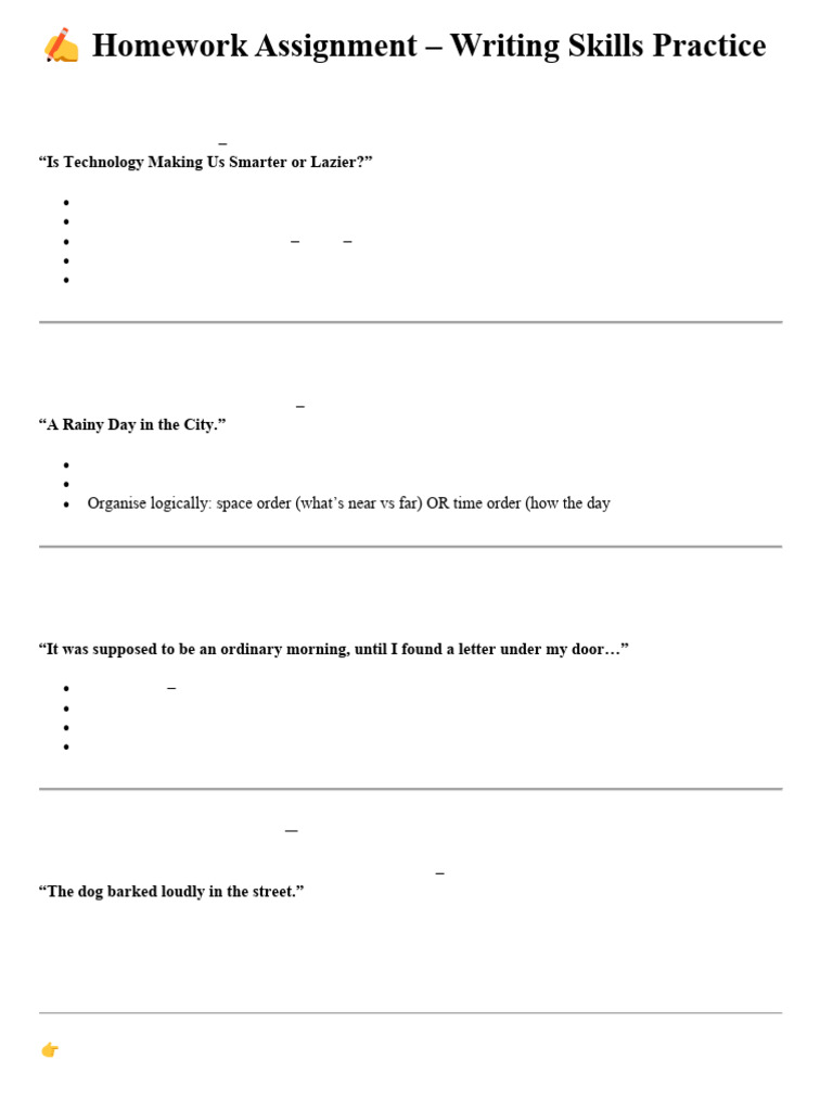 02) Writing Skills Homework | PDF