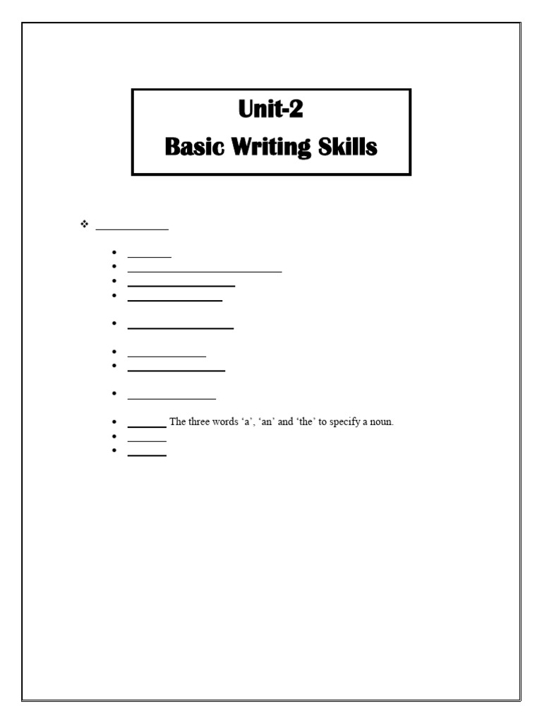 1-Unit-II (Basic Writing Skills) | PDF | Sentence (Linguistics) | Syntax
