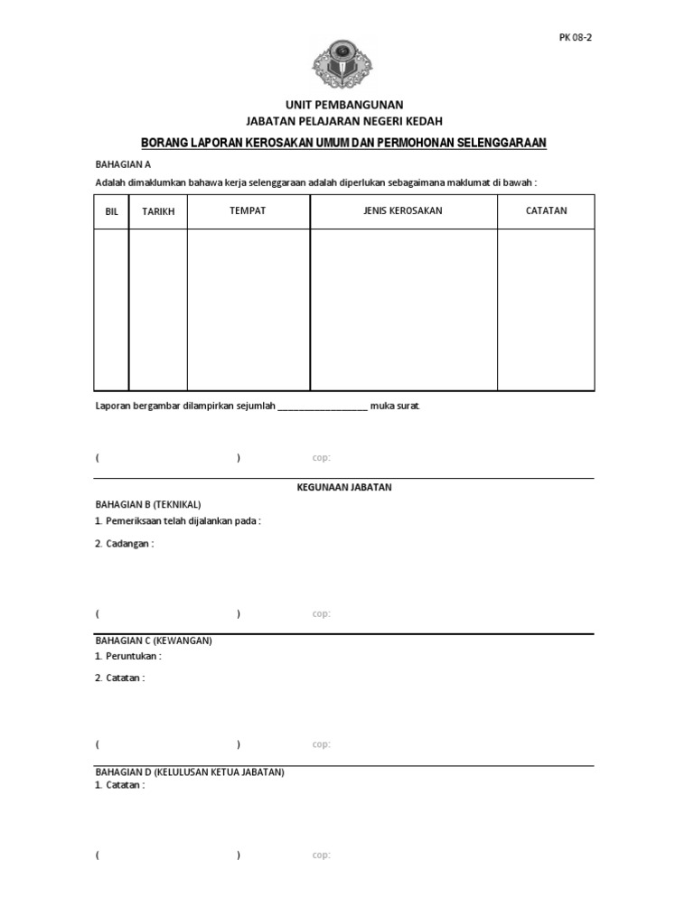 300 Pk082 Borang Aduan Kerosakan