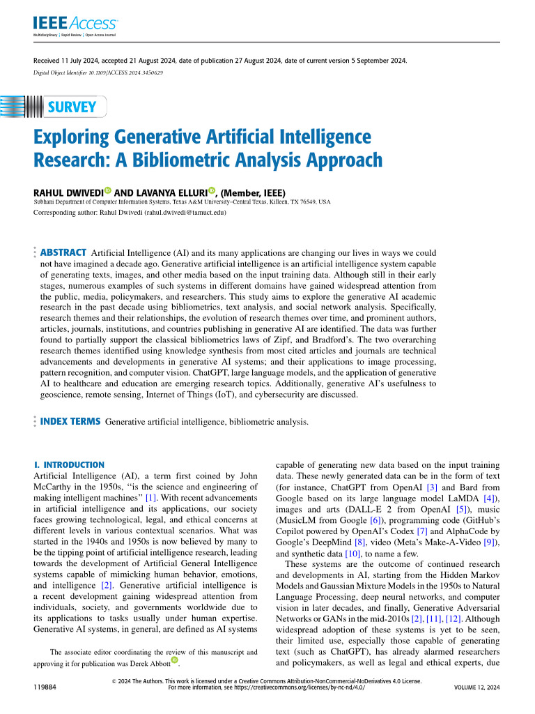 Exploring Generative Artificial Intelligence Research A Bibliometric ...