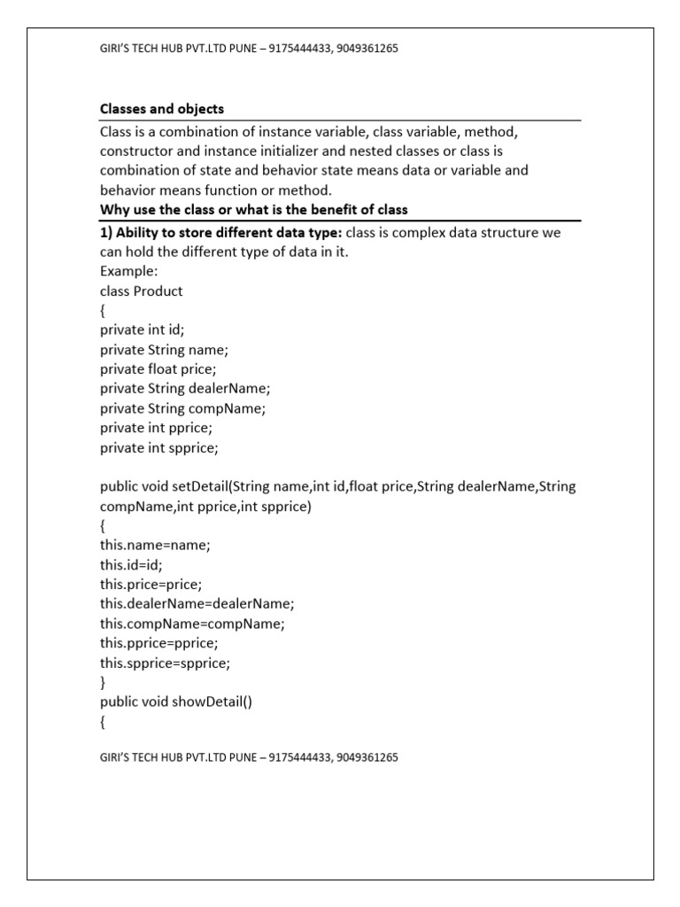 Classes and Objects | PDF | Class (Computer Programming) | Parameter ...