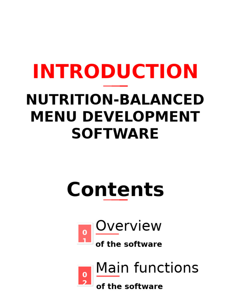 Introduction of Nutrition-Balanced Menu Development Software | PDF ...